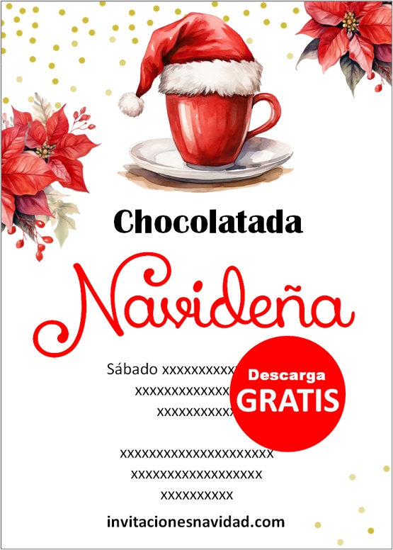 Invitaciones Chocolatada Navideña para editar gratis