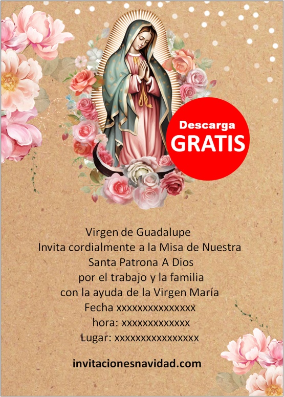 Invitaciones para la Virgen de Guadalupe