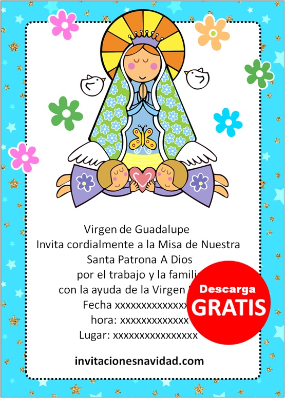 invitaciones para el dia de la virgen de guadalupe