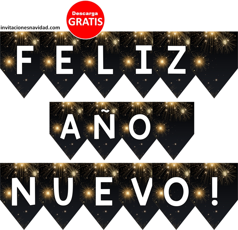 banderines de Año Nuevo para imprimir