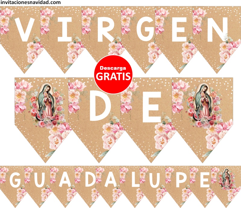 banderines de la Virgen de Guadalupe para imprimir