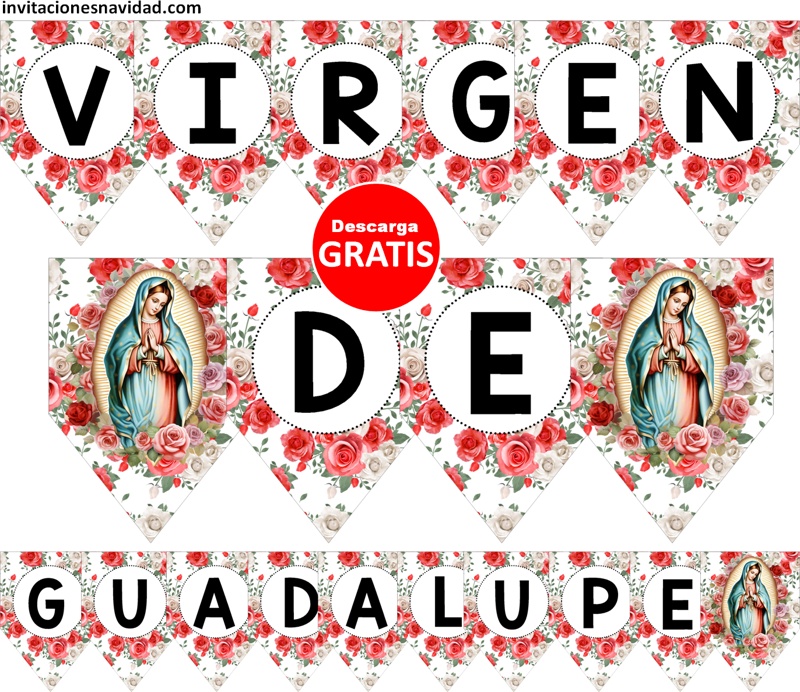 banderines Virgen de Guadalupe para descargar gratis